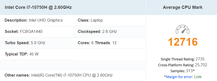 Intel Core i7-10750H