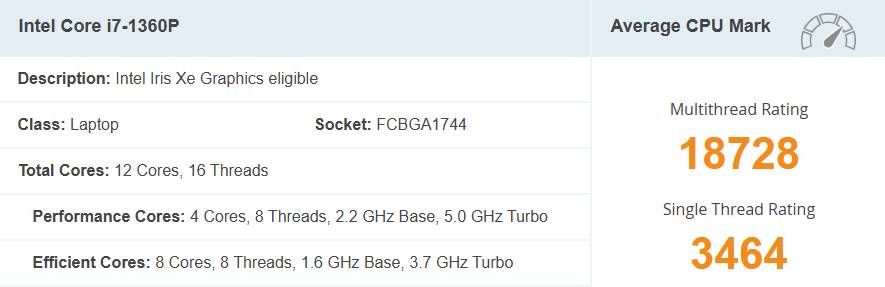 Intel Core i7-1360P 1